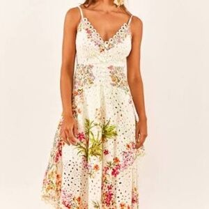 Farm Rio Delicate Forest Scarves Midi-Dress